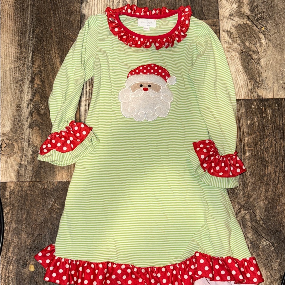Santa Claus Kids Nightgown in Green and Red